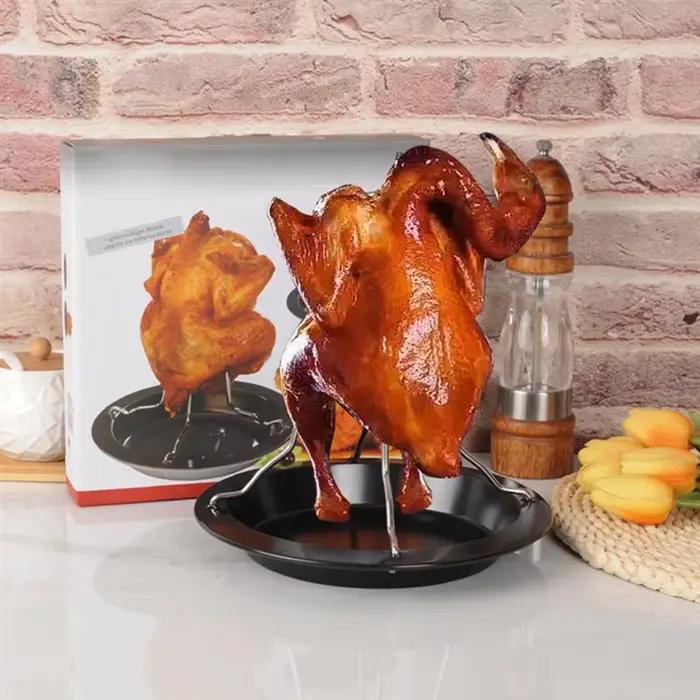FLYY-grille à rôtir pour poulet avec feuille de cuisson antiadhésive, support robuste pour volaille 