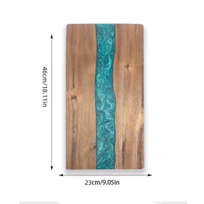 Planche à charcuterie en résine époxy motif rivière bleue pour pain, légumes, fruits, viande, en boi
