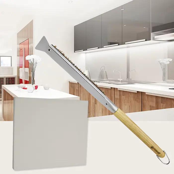 Brosse en cuivre pour four à pizza, manche en bois, poils en laiton, livres de gril, petite brosse p