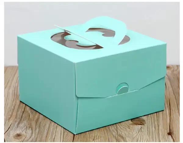 Boîte à gâteaux colorée de 6 pouces, 50 pièces/lot, avec poignée, boîte à gâteaux au fromage en papi
