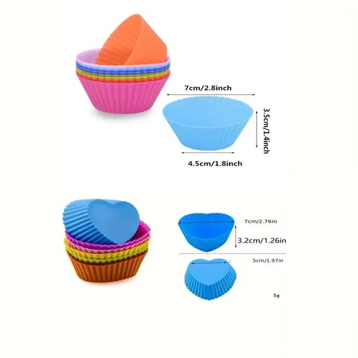 Moule à gâteau rond en Silicone en forme de cœur, Muffin, Cupcake, ustensiles de cuisine domestique,