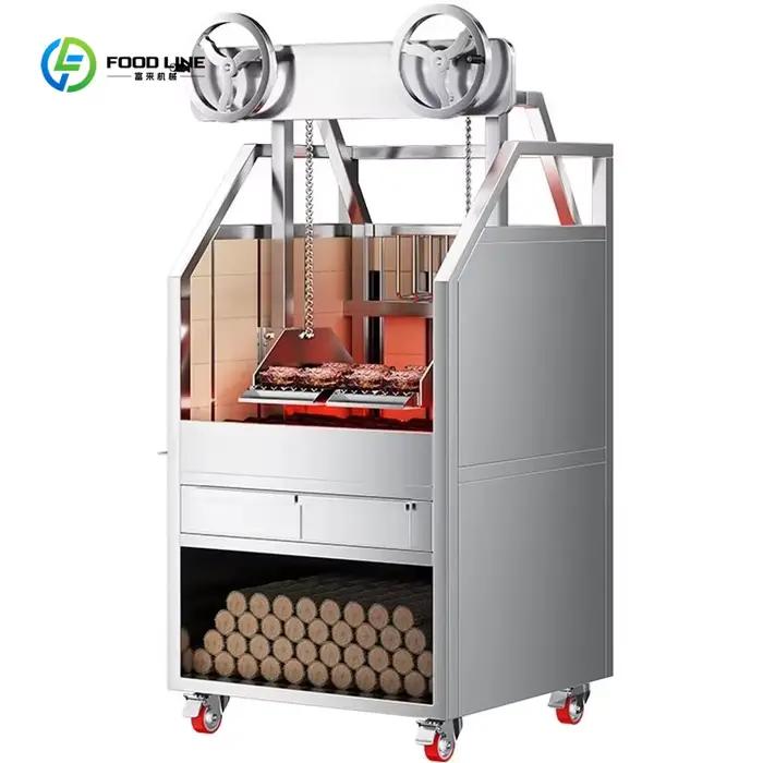 Grill professionnel sur bois personnalisé : Barbecue espagnol robuste pour steak et agneau