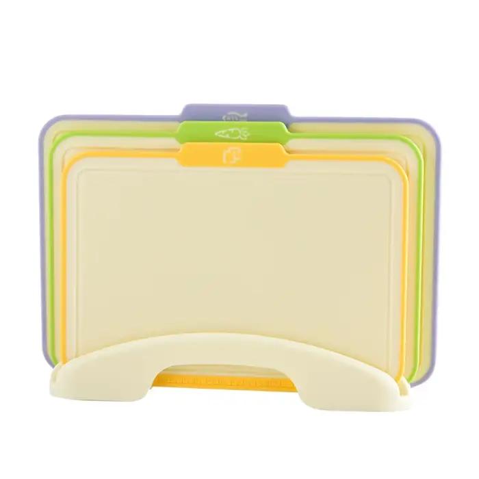 Planche à découper multifonctionnelle antidérapante en plastique carrée avec support de rangement, t