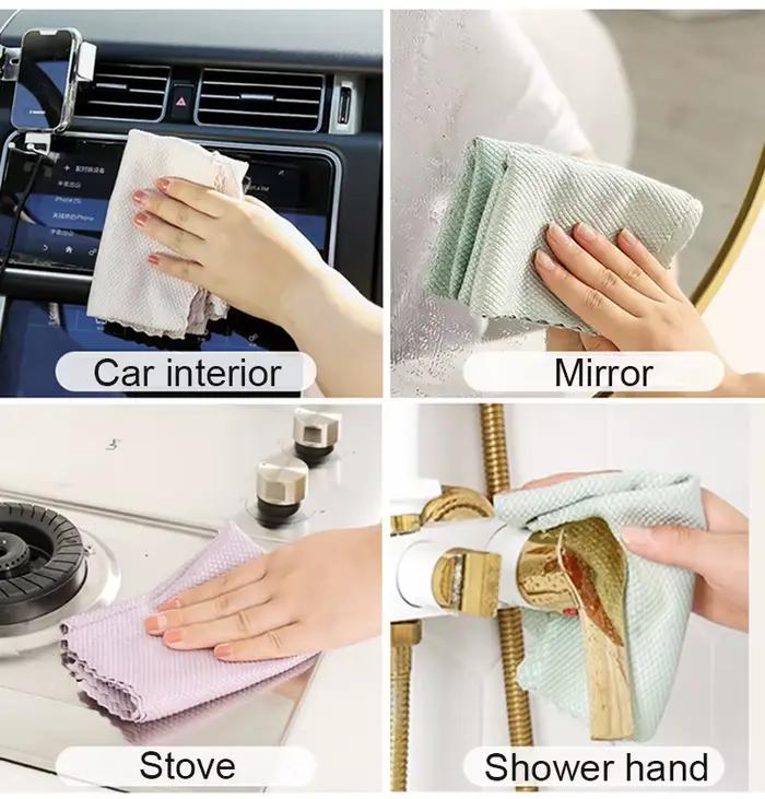 Chiffon de nettoyage de verre en microfibre, 10 pièces, non pelucheux, pour fenêtres, voiture, miroi