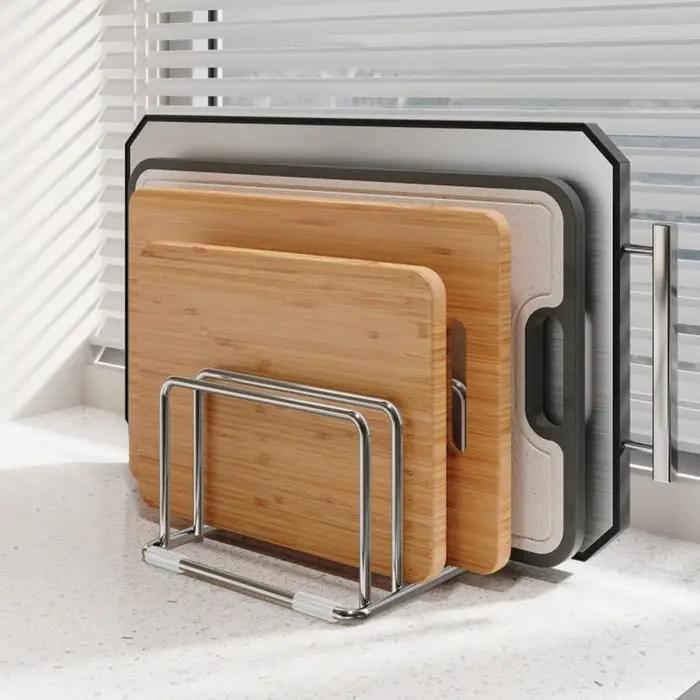 Support de planche à découper, gain de place, en acier inoxydable, résistant à la rouille, organisat