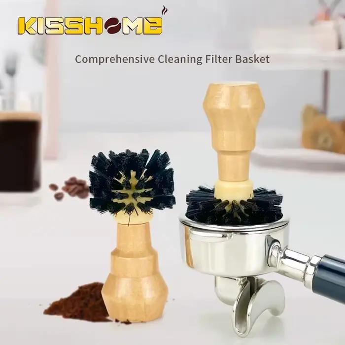 Nettoyeur de brosse à café en bois massif, panier porte-filtre, outils de dépoussiérage, accessoires