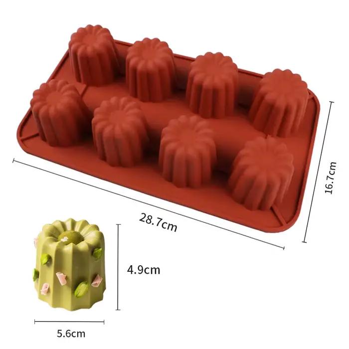 Moule Canele en Silicone antiadhésif à 8/12/18 cavités, moule à gâteau pour Mousse, Fondant, Muffin,