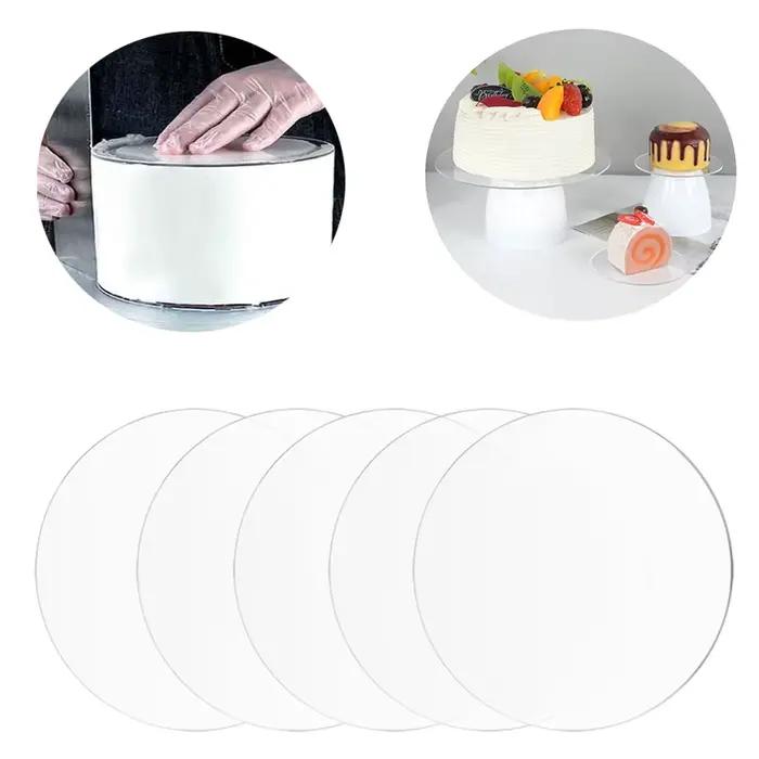 Disque à Gâteau à Bord Rond, Support de Cuisson en Acrylique, Antiadhésif, Réutilisable, 2 Pièces