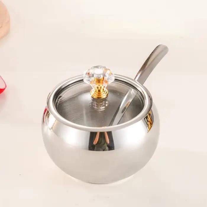 Pots à condiments de cuisine domestique en or et argent, pour servir sucre, poivre, sel, épices, bol