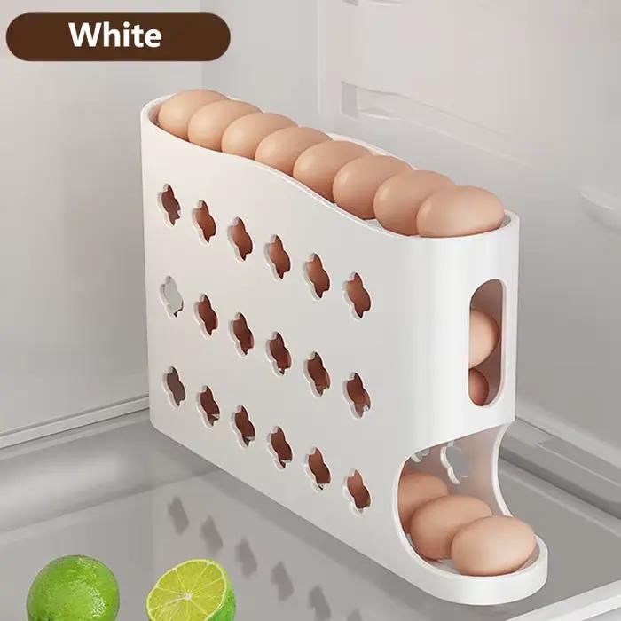 Conteneur de rangement pour œufs à 3 niveaux sur roulettes pour réfrigérateur, capacité de 24 œufs, 