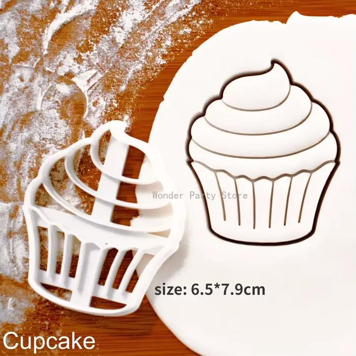 Emporte-pièces en forme de Cupcake en forme de beignet, moules à biscuits, Fondant, tampon, gaufreur