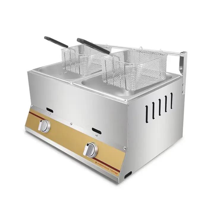Friteuse à gaz professionnelle 12L Double cylindre friteuse à gaz chips de poulet réservoir de frite