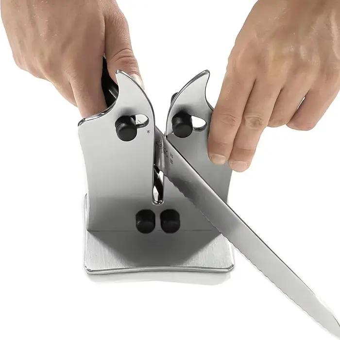Affûteur de couteaux de cuisine, outils faciles et sûrs, aiguisoir de couteaux en acier inoxydable, 