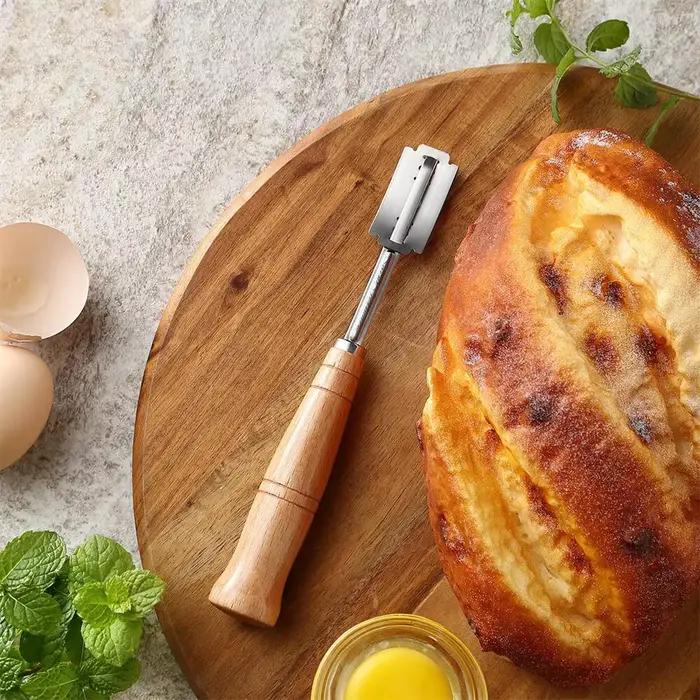Manche en bois pour pain au levain, outil de coupe du pain à crête avec 5 lames, couteau de marquage