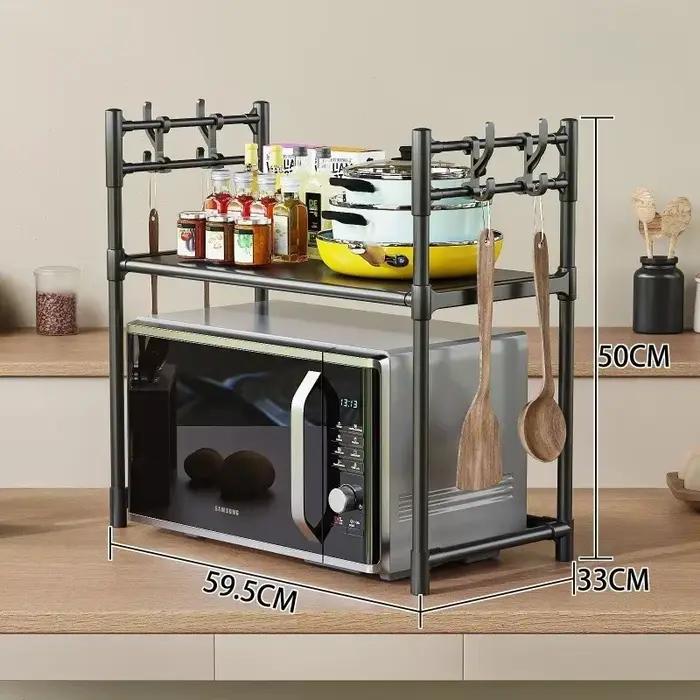 Rangement de cuisine multicouche T1 pour micro-ondes, seau sur pied simple, dessus de four à condime