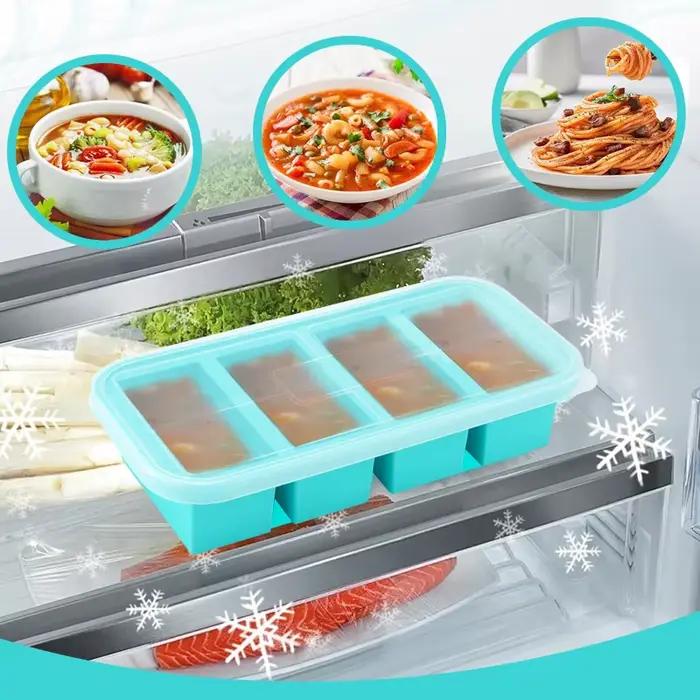 4 moules de congélation recouverts de silicone – Cubes à soupe avec bords en acier renforcé – Pour restes