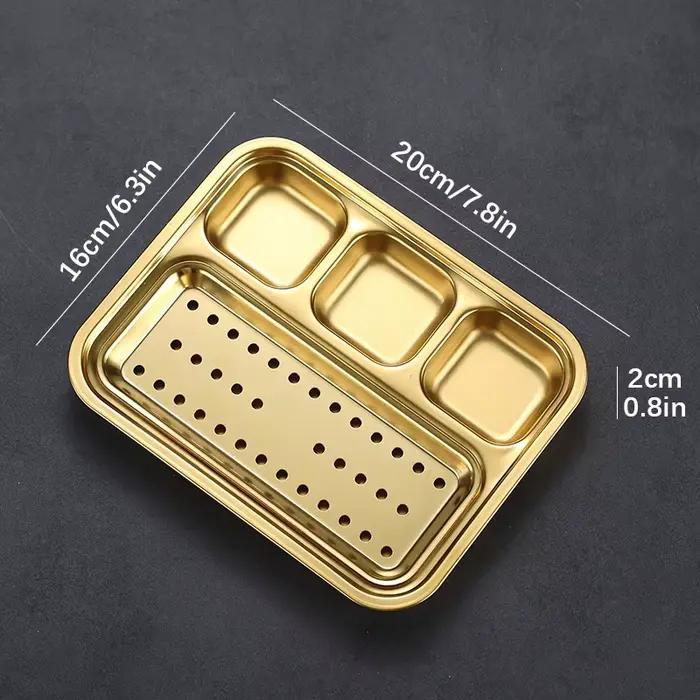 Plat de service divisé en acier inoxydable 304 style coréen pour sauce BBQ