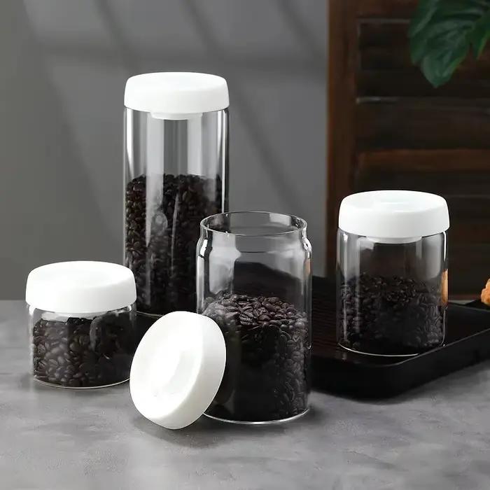 Pot à café manuel scellé sous vide, verre à haute teneur en Borosilicate, récipient de stockage de thé résistant à l'humidité pour café de cuisine