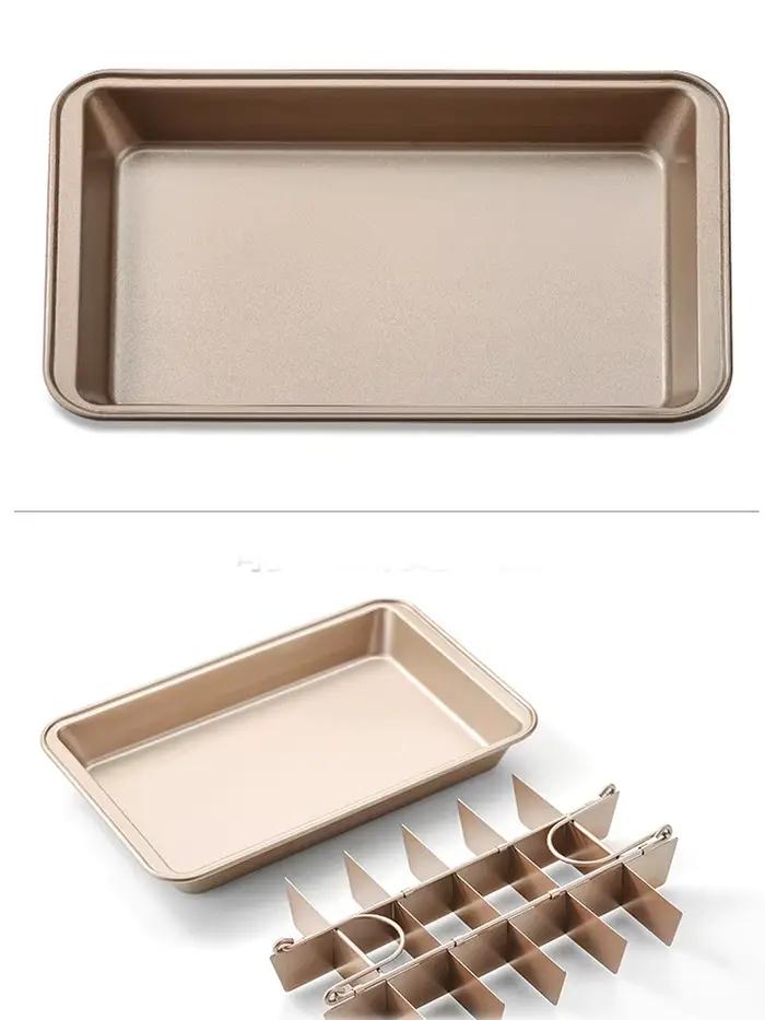 Moule à brownie à démoulage facile avec séparateurs, plaque de cuisson à 18 cavités pour gâteaux, biscuits, muffins, ustensile de cuisson en acier carbone épaissi, cuisine