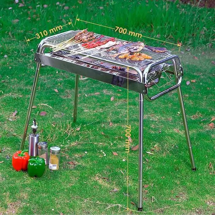 Grill à charbon de bois pliable et Portable, outil de Barbecue en acier inoxydable adapté à la cuisine en plein air, Camping, pique-nique, plage