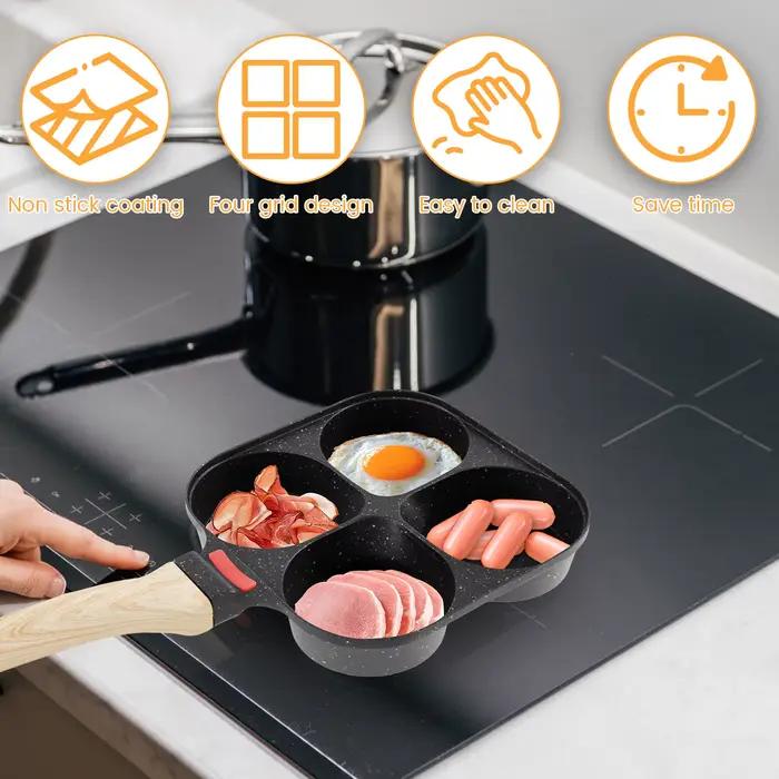 Poêle à œufs antiadhésive, 4 tasses, ustensiles de cuisine, poêle à crêpes, poêle à œufs adaptée à la cuisinière à gaz, cuisinière à Induction, petit déjeuner