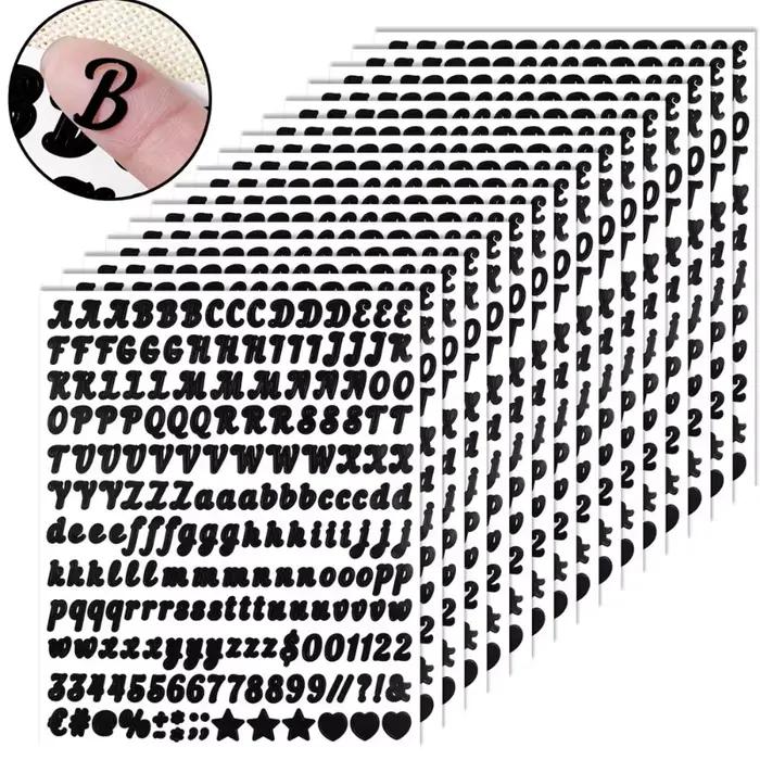 Petits autocollants lettres et chiffres, 5 feuilles, 0,5 pouce, autocollants en vinyle autocollants pour scrapbooking, enseignes, enveloppes, bouteilles
