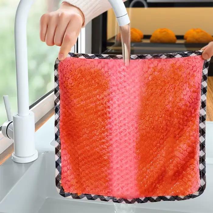 Serviette de cuisine quotidienne, chiffon de cuisine antiadhésif, huile épaisse, chiffon de nettoyage de Table, outils en microfibre absorbants Double couche