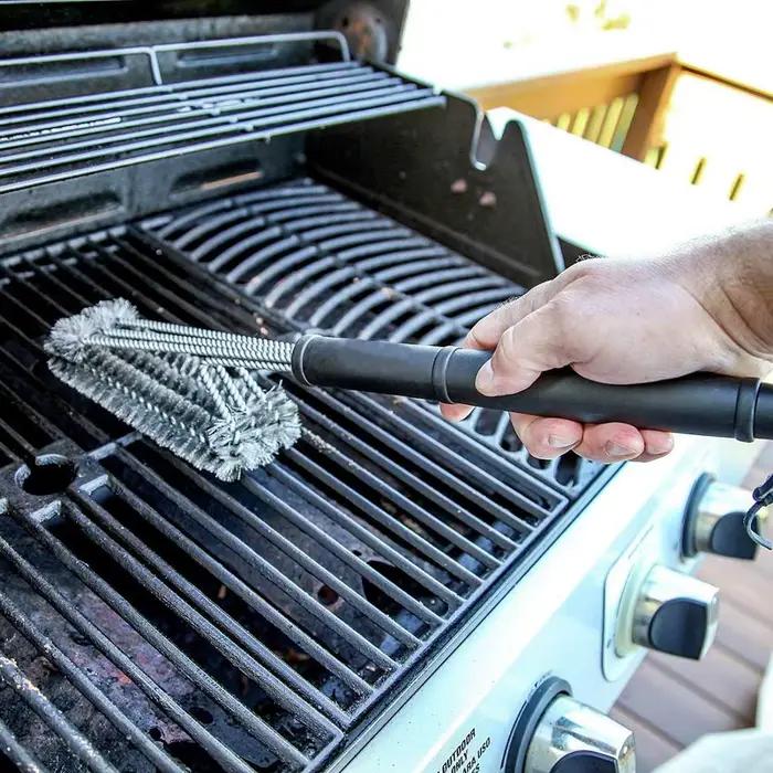 Brosse et grattoir pour Barbecue, accessoires de cuisine, Kit de Barbecue, brosse de nettoyage, outils en acier inoxydable, Triangle à poils métalliques, nouvelle collection