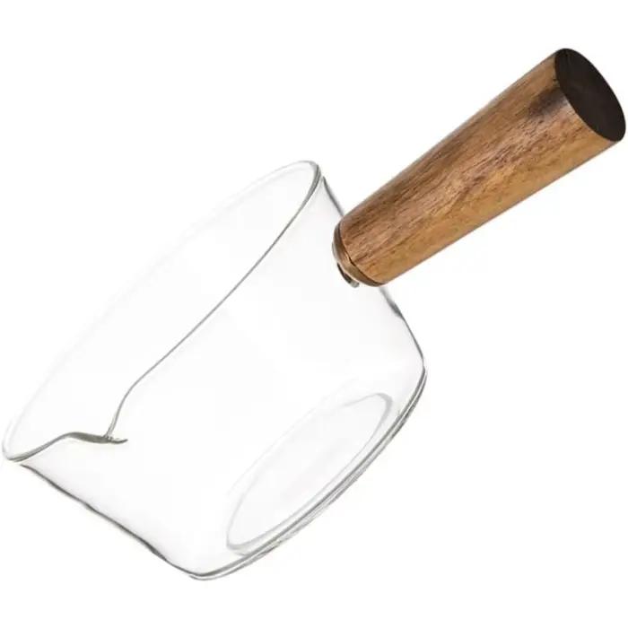 Pot en verre 400 600 ml avec poignee en bois cocottes soupes bouillons stabilite elegance cuisine occassions speciales