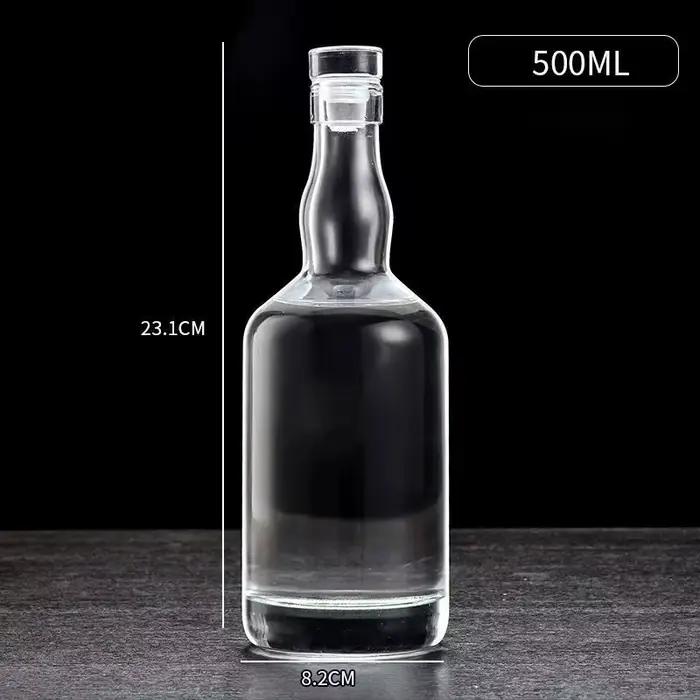Bouteilles en verre vides pour spiritueux (vodka, gin) 500ml, 750ml, 1 litre avec bouchon en liège pour liqueurs - Vente en gros