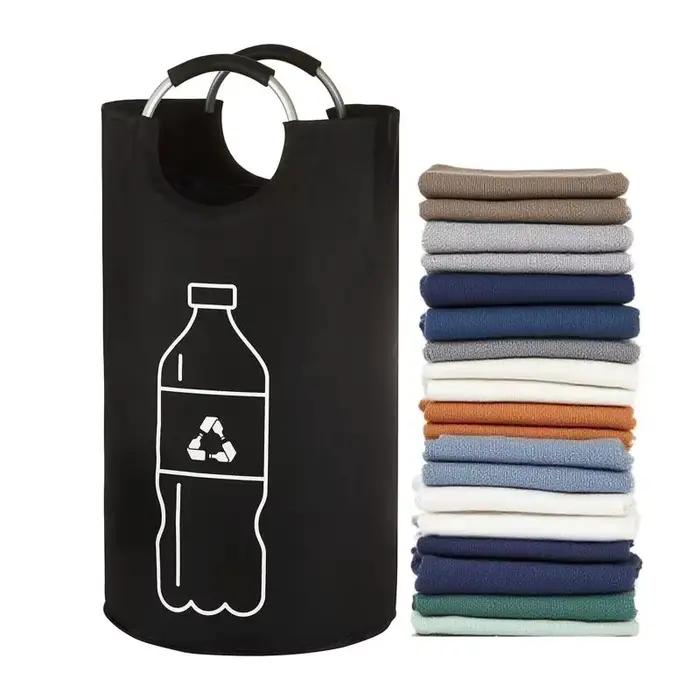 Panier de rangement pour linge 82L avec poignée en aluminium