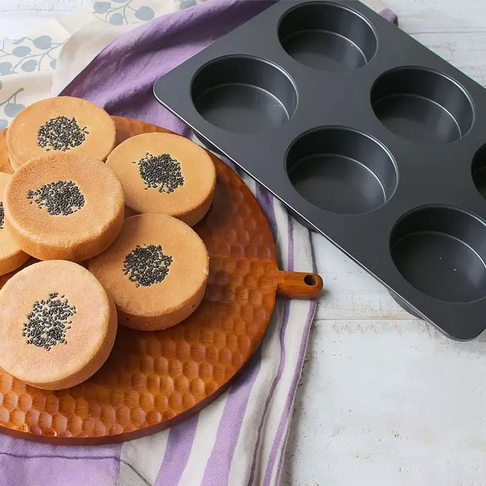 Moule à 6 cavités pour mini-hamburgers ronds, pain de mie, sandwichs, muffins et cupcakes, avec couvercle, accessoire de cuisine pour gâteaux DIY