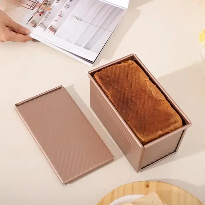 Poêle à pain antiadhésive avec couvercle, 1 pièce, poêle à pain rectangulaire en acier au carbone, acier aluminisé, gâteau à pain grillé, boîte à pain grillé, moule à gâteau