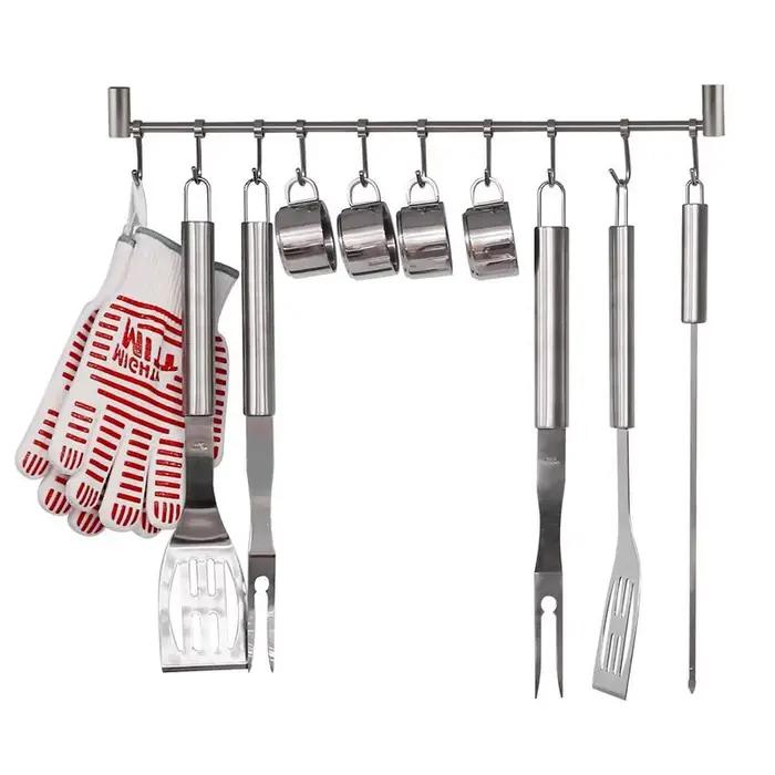 Support de Rail de cuisine mural, support suspendu pour ustensiles, crochets de suspension en acier inoxydable pour outils de cuisine, Pot serviette