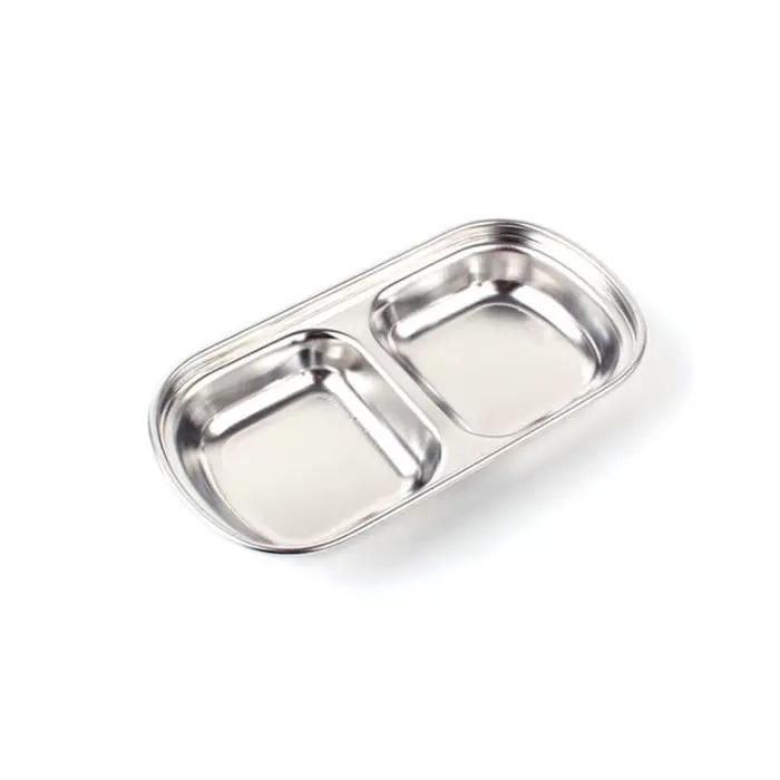 Plat de trempage pour barbecue en plein air en acier inoxydable, plat d'assaisonnement multi-grille, grille divisée, sauce à tremper, sauce soja, plat de vinaigre
