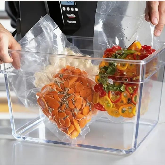 Conteneur multifonctionnel sous vide 11L, accessoire pour cuiseur lent à basse température avec couvercle pliable, sans BPA, durable pour usage domestique