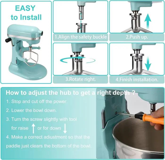 Batteur plat en acier inoxydable pour mélangeurs sur socle KitchenAid 6QT 5QT, accessoires de remplacement pour les accessoires de mélangeur KitchenAid