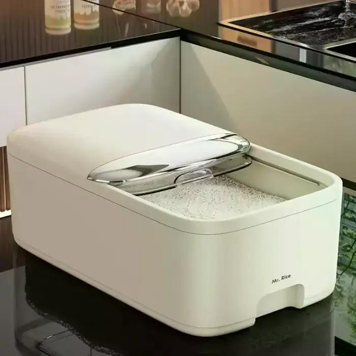 Boîte de stockage de riz 10kg maison avec couvercle anti-insectes résistant à l'humidité pot scellé pour céréales récipient de cuisine pour stocker des céréales sèches occasionnellement pour la décoration et la préservation de la fraîcheur des provisions
