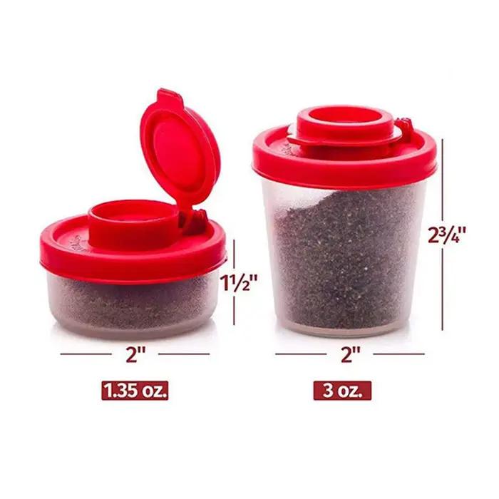 Mini pot d'assaisonnement portable en plastique de haute qualité pour sel et poivre, idéal pour le camping et les activités en plein air, disponible en plusieurs couleurs