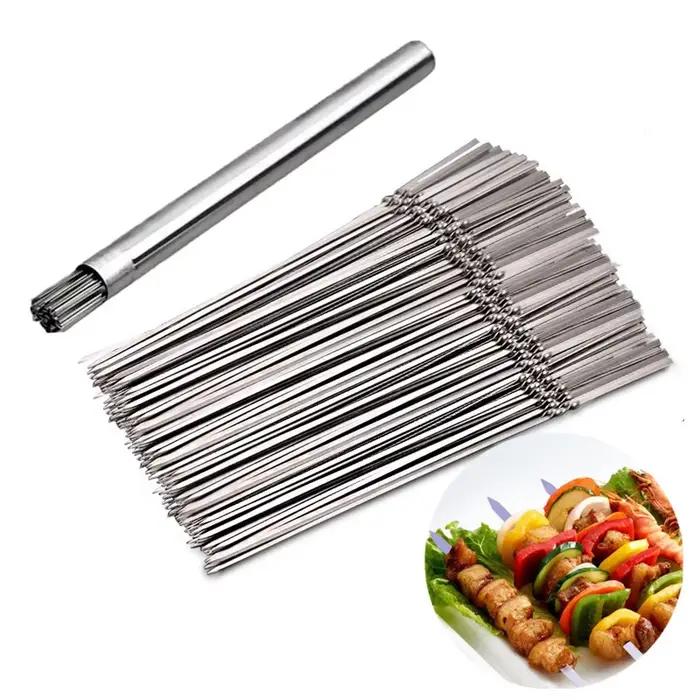 Brochettes de barbecue réutilisables en acier inoxydable fourchettes pour kebab camping pique-nique en plein air outils de cuisine pour barbecue occasions spéciales