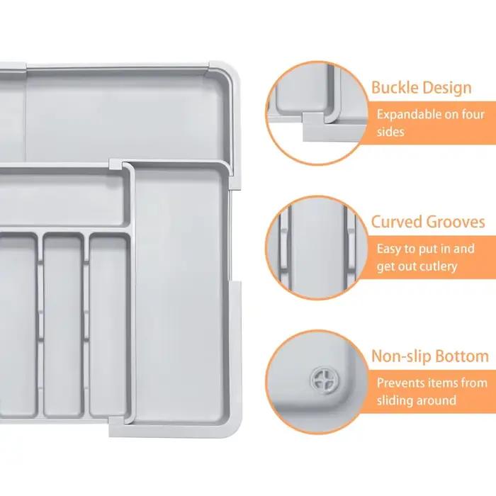Organisateur de tiroir de cuisine extensible gris