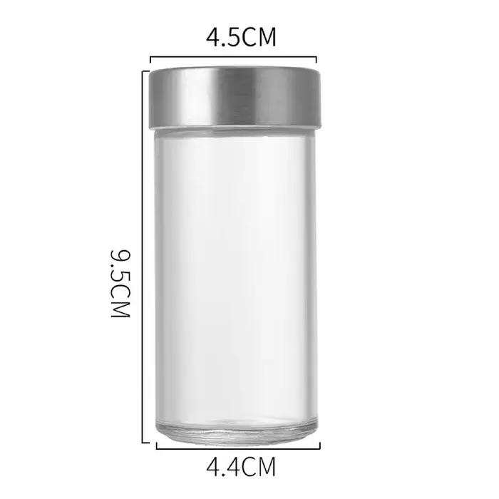 Bocal d'assaisonnement en verre avec couvercle en acier inoxydable, bouteille de stockage d'essence jetable, pot à épices de camping, sel Belle, cuisine, 3 pièces