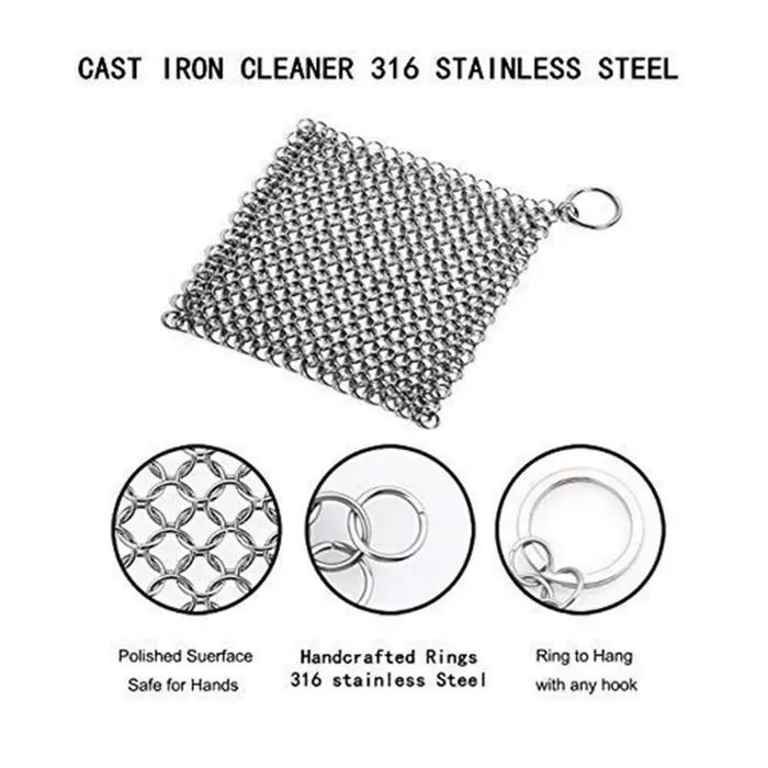 Brosse de nettoyage circulaire en maille métallique durable pour batterie de cuisine, ustensiles, et nettoyage de fonte occasions quotidiennes et spéciales