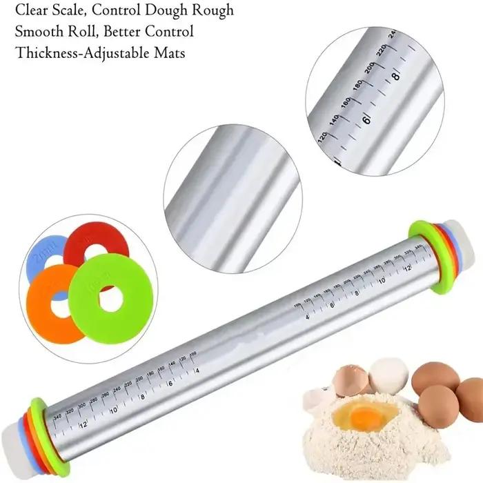 Rouleau à pâtisserie réglable en acier inoxydable