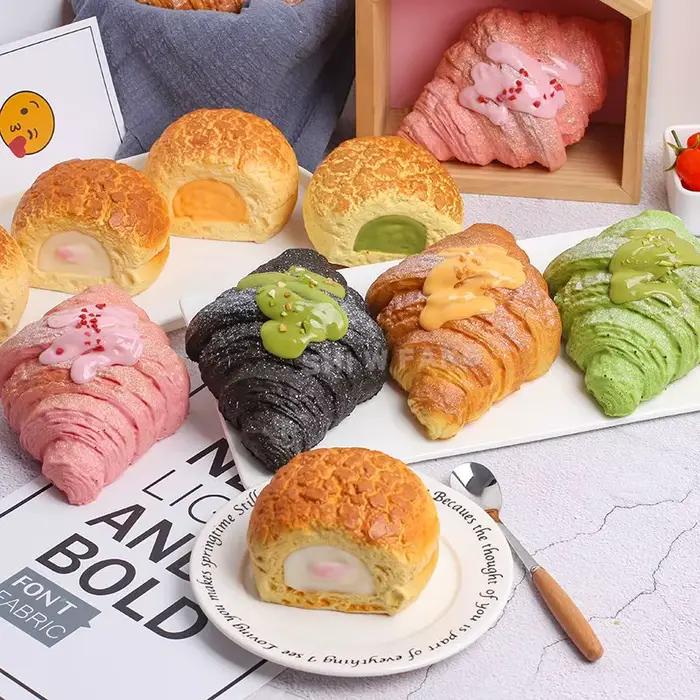 1 pièces rebond lent judicieux pain pétrissage simulation croissants pop bouffées modèle alimentaire accessoires de tir ornements de fenêtre