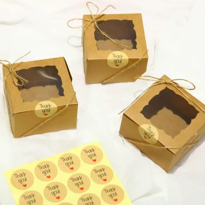Boîtes à gâteaux blanches avec fenêtre, boîte à gâteaux en carton carré, fournitures de décoration de gâteaux, cadeau mis en œuvre, 10x10x6cm, 50 pièces