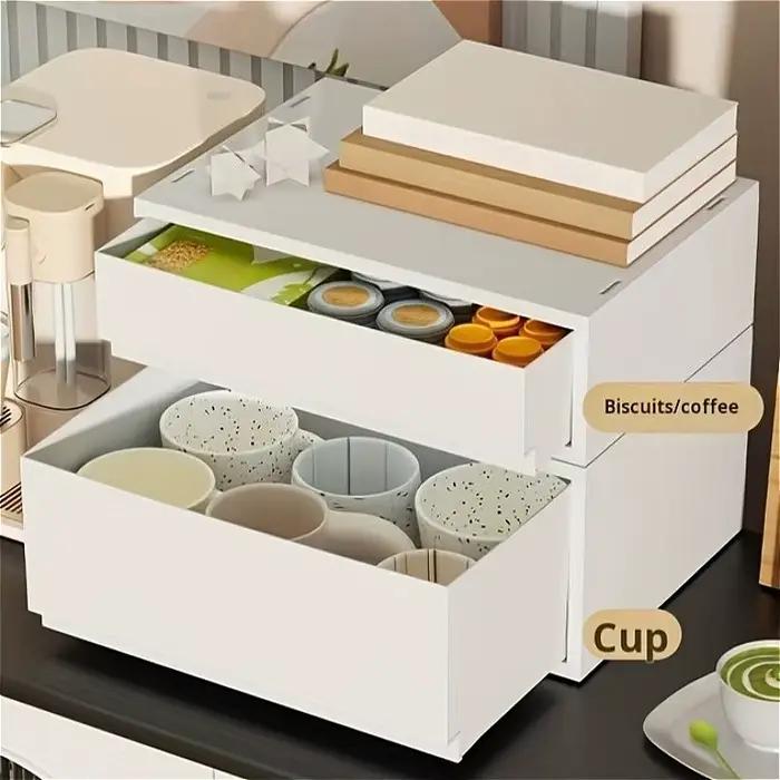 Tiroir de rangement pour machine à café, étagères de rangement, présentoir à capsules de café, organisateur de sachets de thé pour bar, boîte de rangement de style industriel