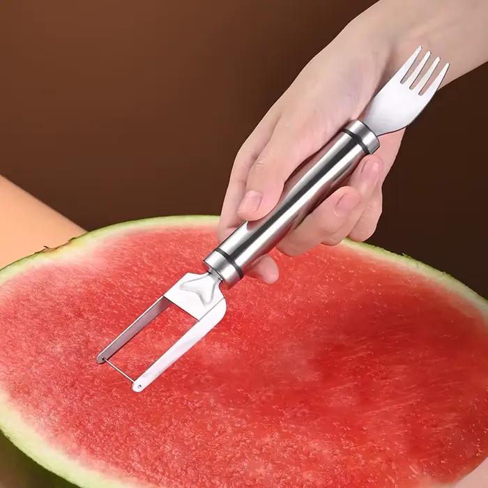 Outil de coupe de pastèque en acier inoxydable modern style pour trancher et servir melons et fruits pour barbecues et pique-niques