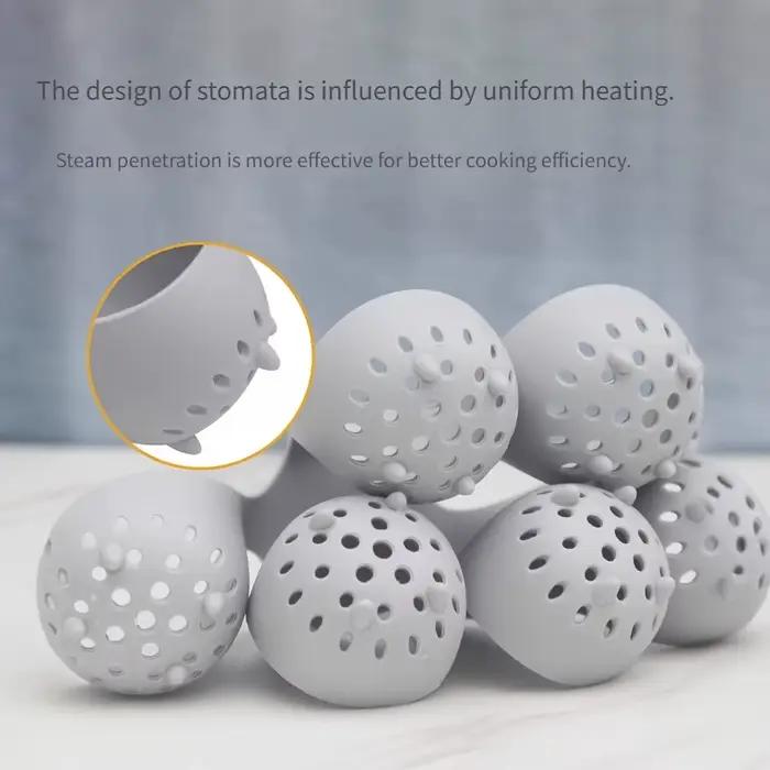 Porte-œufs 4/6, cuiseur à œufs en silicone résistant aux hautes températures pour la cuisine domestique – Idéal pour la cuisson des œufs à la vapeur pour le petit déjeuner familial