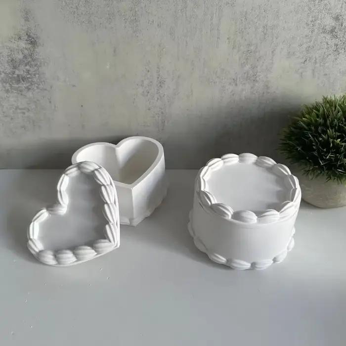 Boîte de rangement ronde en forme de cœur pour gâteaux